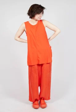Longline Vest Top with Back Patch Pockets in Mandarine