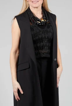 Longline Waistcoat in Black