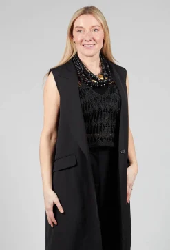 Longline Waistcoat in Black