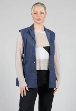Longline Waistcoat in Midnight Blue