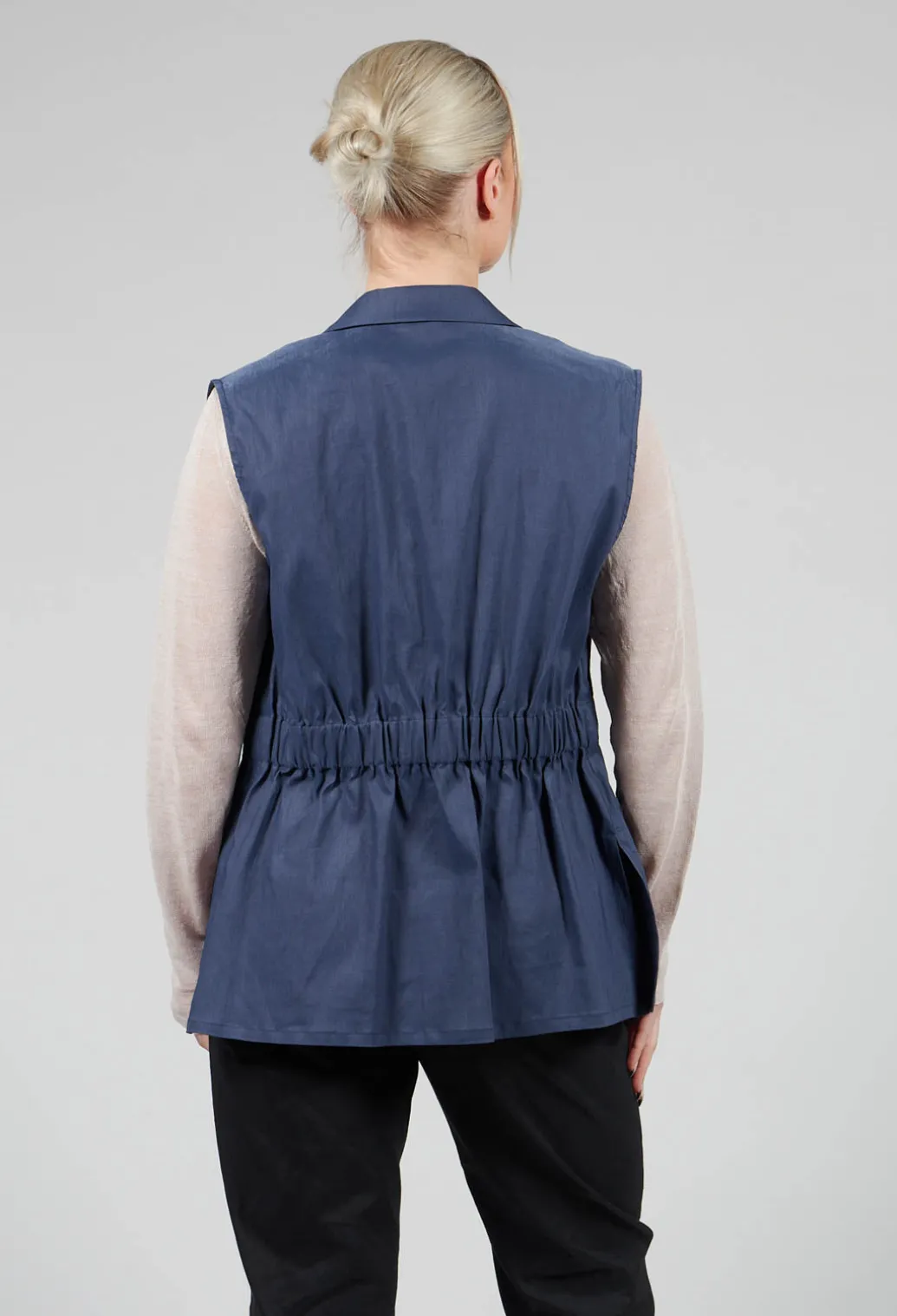 Longline Waistcoat in Midnight Blue