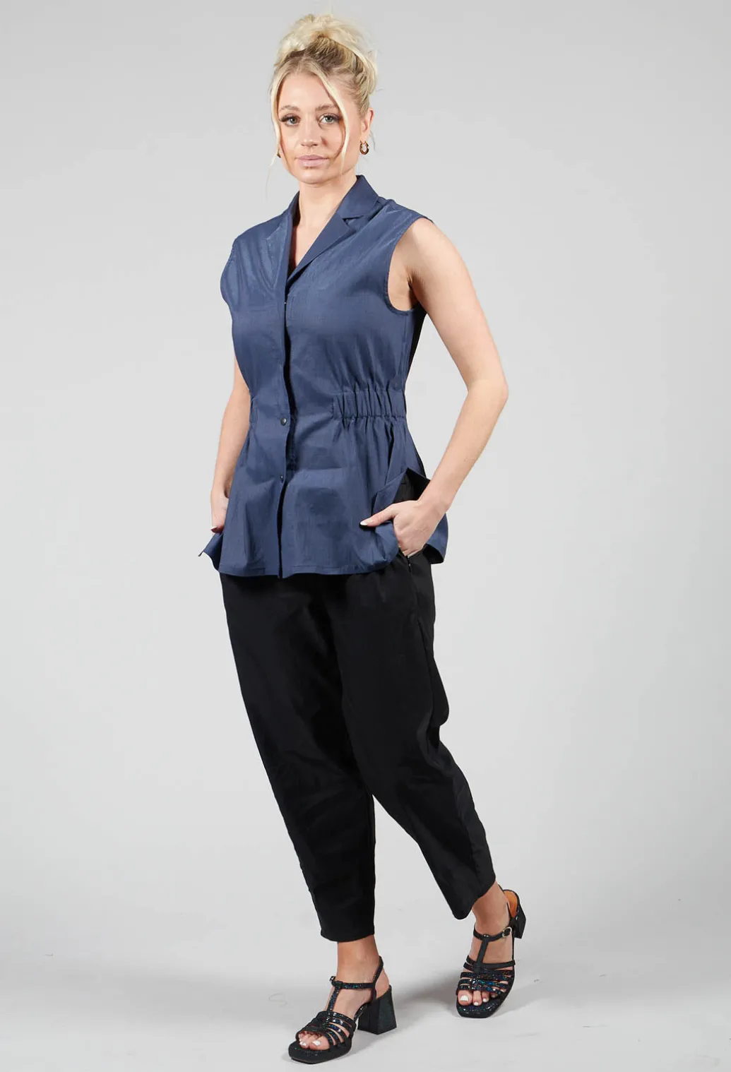 Longline Waistcoat in Midnight Blue