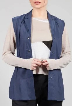 Longline Waistcoat in Midnight Blue