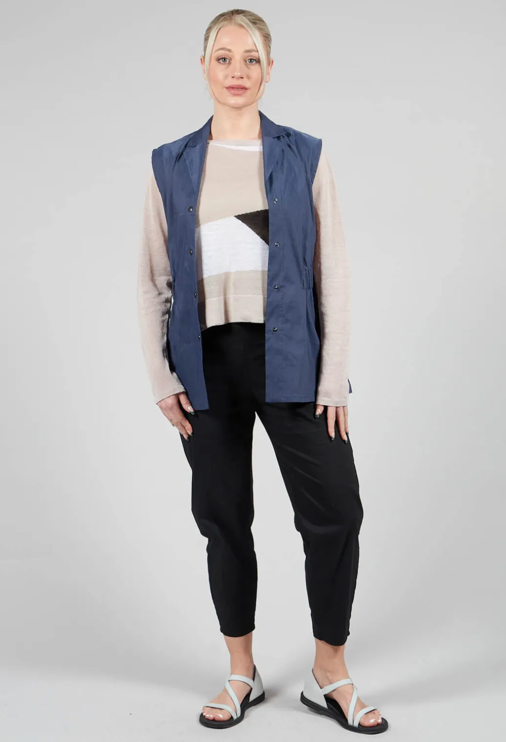 Longline Waistcoat in Midnight Blue