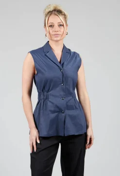 Longline Waistcoat in Midnight Blue