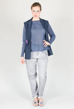 Longline Waistcoat in Midnight Blue