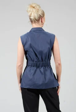 Longline Waistcoat in Midnight Blue