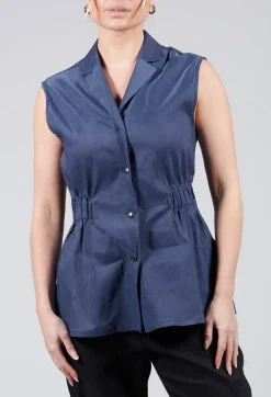 Longline Waistcoat in Midnight Blue