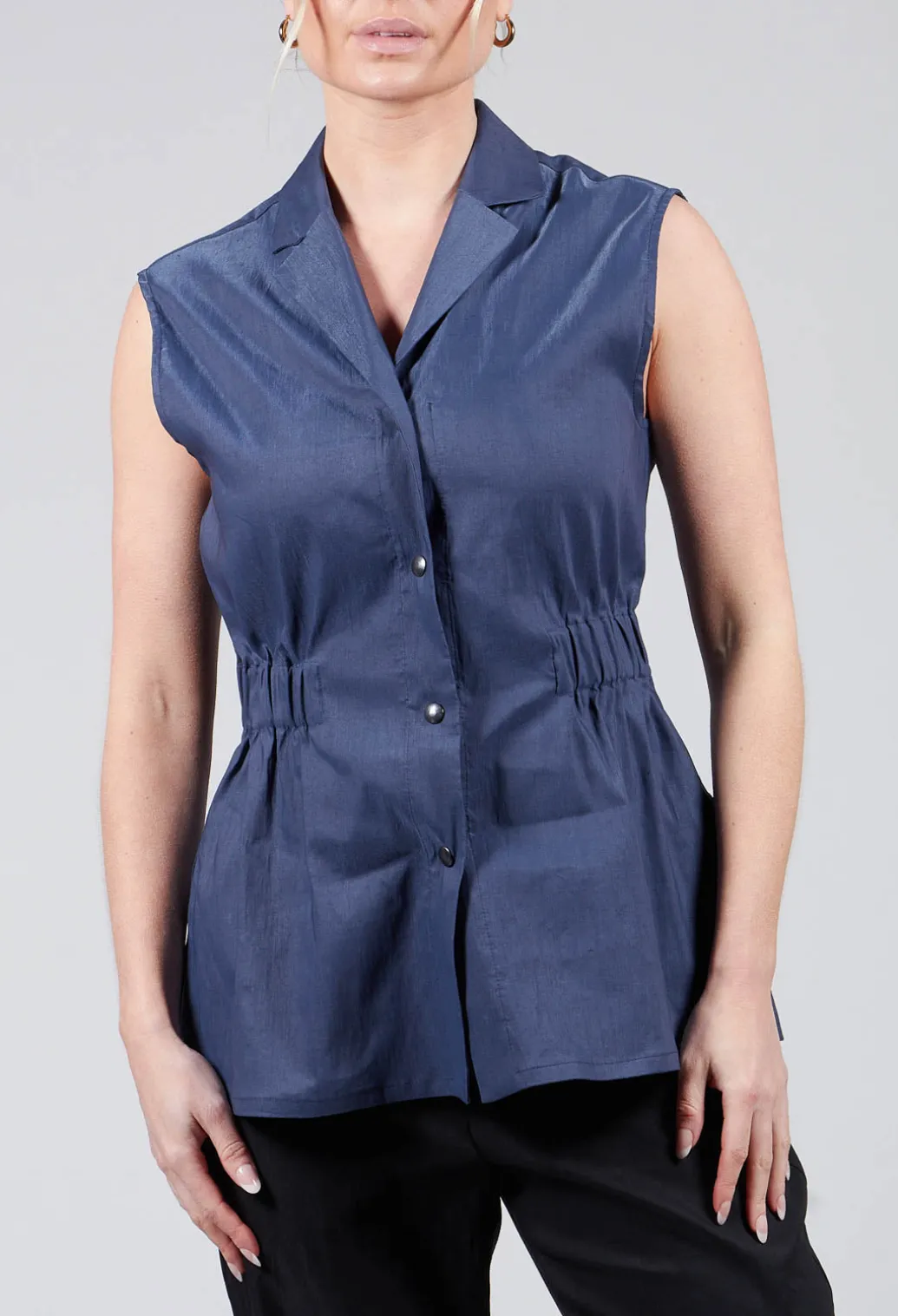 Longline Waistcoat in Midnight Blue