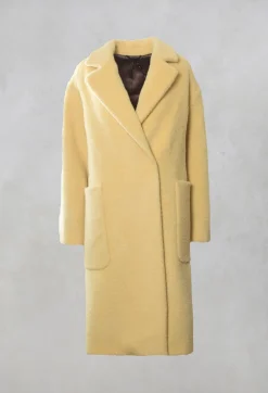 Longline Wool Coat in Cream Yellow