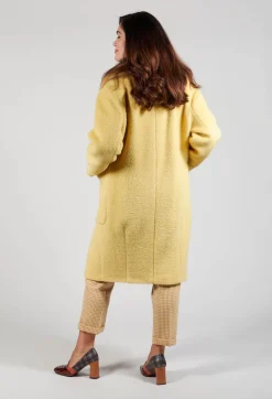 Longline Wool Coat in Cream Yellow