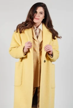 Longline Wool Coat in Cream Yellow
