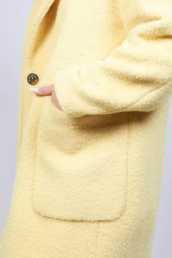 Longline Wool Coat in Cream Yellow