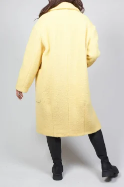 Longline Wool Coat in Cream Yellow