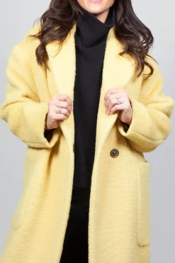 Longline Wool Coat in Cream Yellow