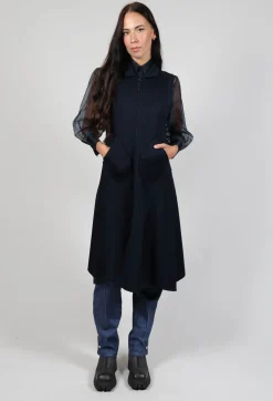 Longline Zip up Jacket in Dark Blue