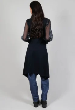 Longline Zip up Jacket in Dark Blue