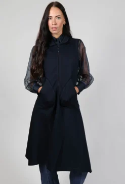 Longline Zip up Jacket in Dark Blue