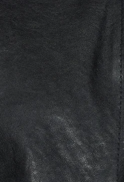 Longline Zip Up Leather Jacket in Black