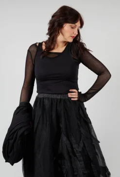 Longsleeve Overlay Top in Black