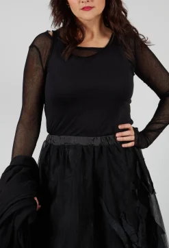 Longsleeve Overlay Top in Black