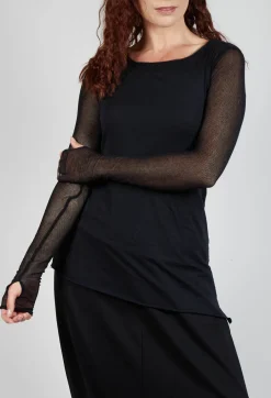 Longsleeve Overlay Top in Black
