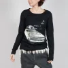 Longsleeve Top in Black Print