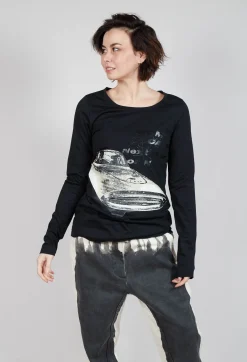 Longsleeve Top in Black Print