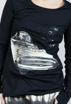 Longsleeve Top in Black Print