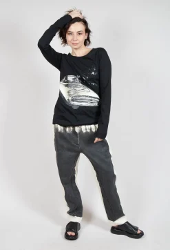 Longsleeve Top in Black Print