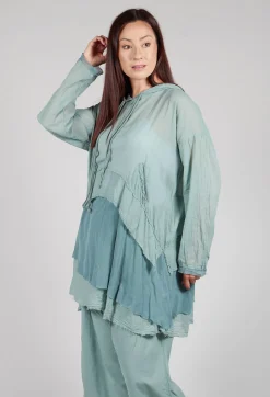 Longsleeved Hoodie Tunic in  Pale Turquoise