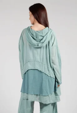Longsleeved Hoodie Tunic in  Pale Turquoise