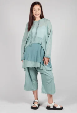 Longsleeved Hoodie Tunic in  Pale Turquoise