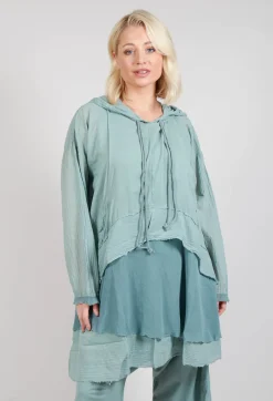 Longsleeved Hoodie Tunic in  Pale Turquoise