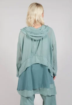 Longsleeved Hoodie Tunic in  Pale Turquoise