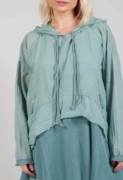 Longsleeved Hoodie Tunic in  Pale Turquoise