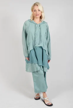 Longsleeved Hoodie Tunic in  Pale Turquoise