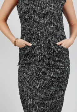 Lonk Dress in Black with White