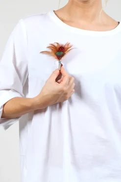 Loose Brooch in Orange and Green