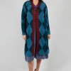 Loose Coat in Teal Peacock Jacaranda