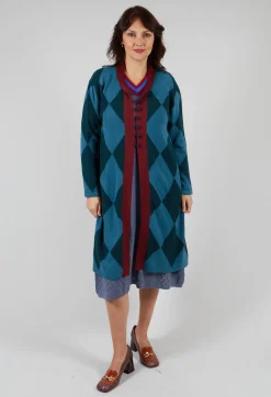 Loose Coat in Teal Peacock Jacaranda