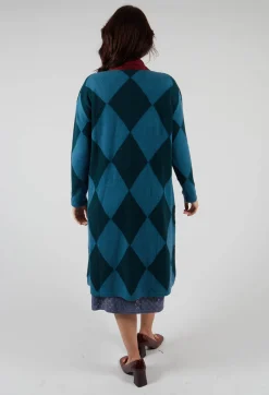 Loose Coat in Teal Peacock Jacaranda