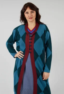 Loose Coat in Teal Peacock Jacaranda