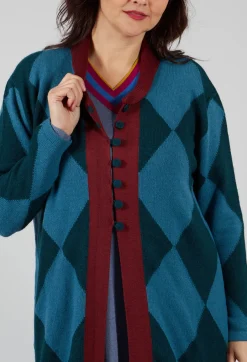 Loose Coat in Teal Peacock Jacaranda