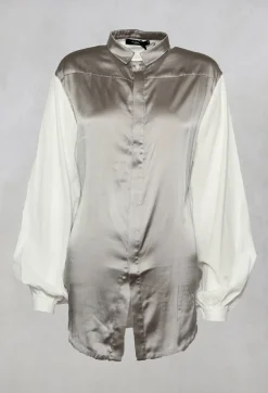 Loose Fit Shirt with Contrasting Arms In White and Grey