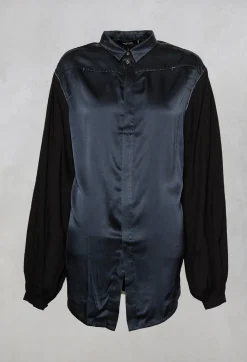 Loose Fit Shirt with Contrasting Arms In Black and Navy