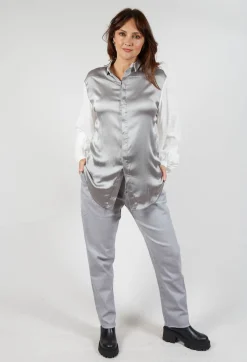 Loose Fit Shirt with Contrasting Arms In White and Grey