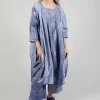 Loose Fit Tulip Hem Dress in Placed Azur Print