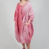 Loose Fit Tulip Hem Dress in Placed Chili Print