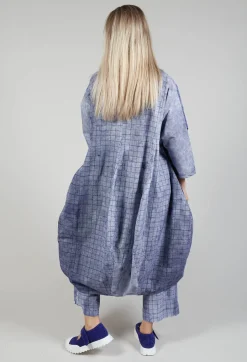 Loose Fit Tulip Hem Dress in Placed Azur Print